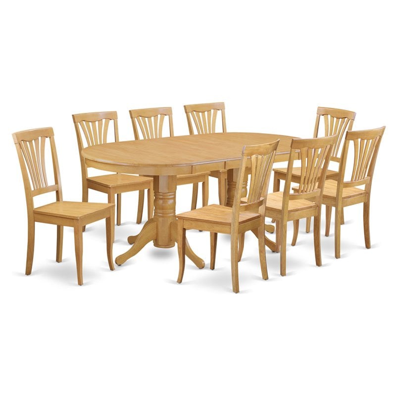 East West Furniture Vancouver 9-piece Wood Dining Room Set in Oak