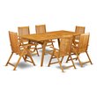 East West Furniture Denison 7-piece Wood Patio Table Set in Natural Oil