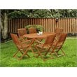 East West Furniture Diboll 7-piece Wood Outdoor Set in Natural Oil
