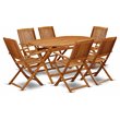 East West Furniture Diboll 7-piece Wood Outdoor Set in Natural Oil
