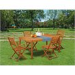 East West Furniture Cameron 5-piece Wood Backyard Set in Natural Oil