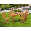 East West Furniture Cameron 5-piece Wood Patio Dining Set in Natural Oil