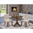 East West Furniture Antique 3-piece Wood Dining Set in Walnut/Light Tan