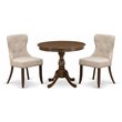 East West Furniture Antique 3-piece Wood Dining Set in Walnut/Light Tan