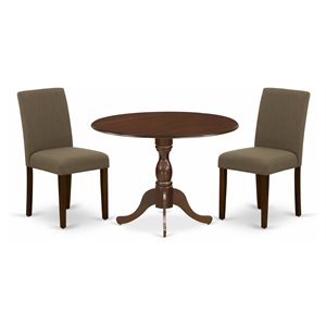 East West Furniture Dublin 3-piece Wood Dining Set in Mahogany/Coffee