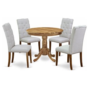 East West Furniture Antique 5-piece Wood Dining Set in Natural/Gray