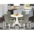 East West Furniture Antique 5-piece Wood Dining Set in Linen White/Smoke