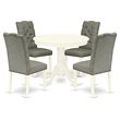 East West Furniture Antique 5-piece Wood Dining Set in Linen White/Smoke