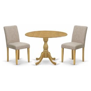East West Furniture Dublin 3-piece Wood Dining Set in Oak/Light Tan