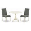 East West Furniture Dublin 3-piece Wood Dining Set in Linen White/Gray