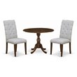 East West Furniture Dublin 3-piece Wood Dining Set in Walnut