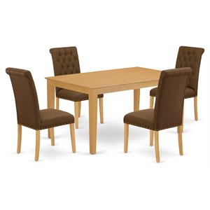 East West Furniture Capri 5-piece Wood Dining Set in Oak/Dark Coffee