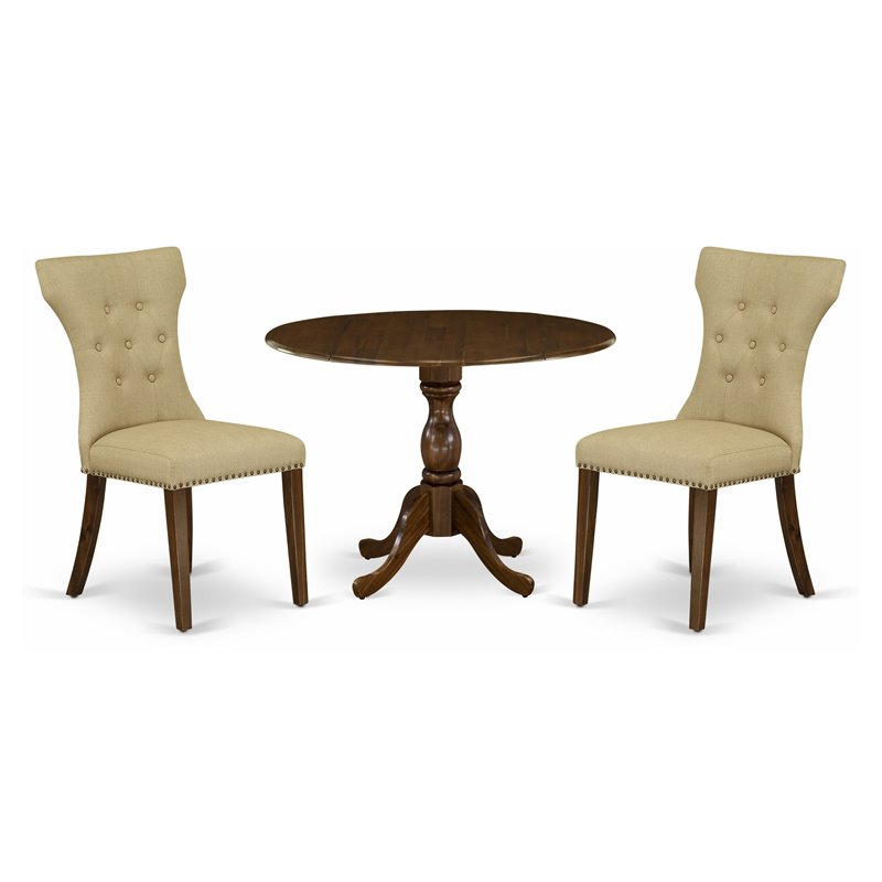 East West Furniture Dublin 3-piece Wood Dining Set in Walnut/Brown