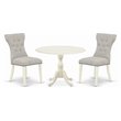 East West Furniture Dublin 3-piece Wood Dining Set in Linen White/Doeskin