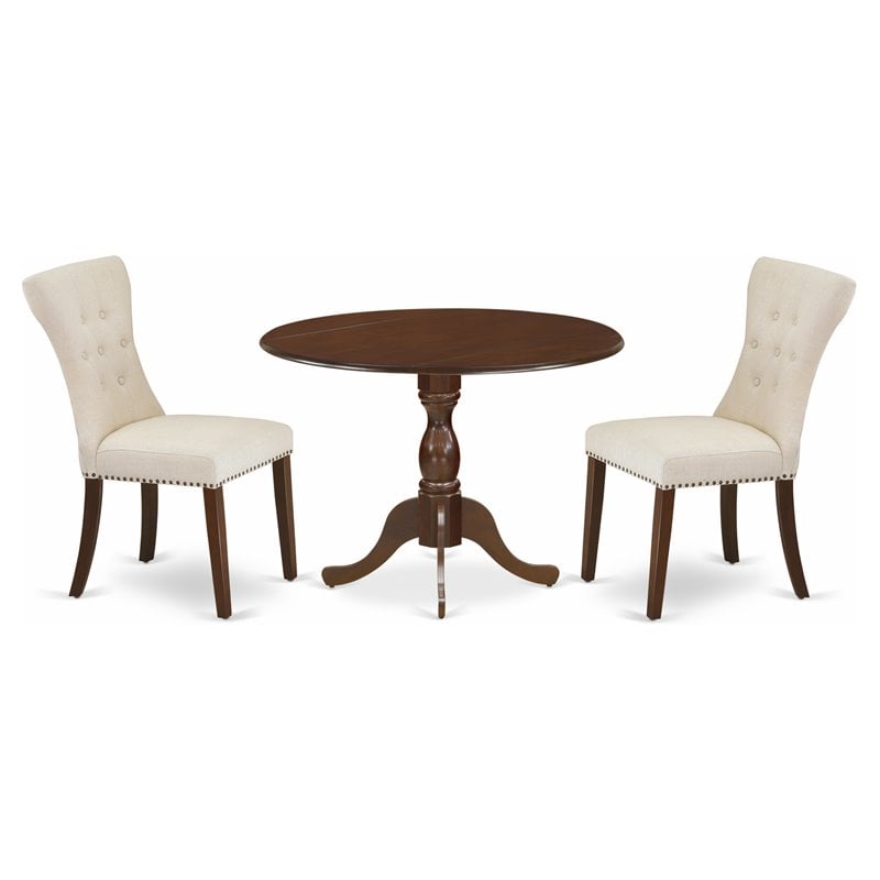 East West Furniture Dublin 3-piece Wood Dining Set in Mahogany/Light Tan