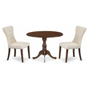 East West Furniture Dublin 3-piece Wood Dining Set in Mahogany/Light Tan