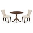 East West Furniture Dublin 3-piece Wood Dining Set in Mahogany/Light Tan