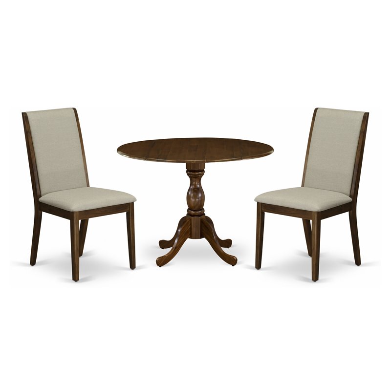 East West Furniture Dublin 3-piece Wood Dining Table Set in Walnut
