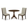 East West Furniture Dublin 3-piece Wood Dining Table Set in Walnut