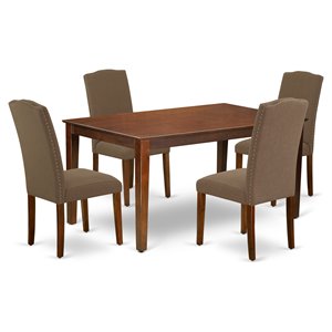 East West Furniture Capri 5-piece Wood Dining Set in Mahogany/Dark Coffee