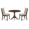 East West Furniture Dublin 3-piece Wood Dining Table Set in Mahogany
