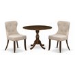 East West Furniture Dublin 3-piece Wood Dining Set in Walnut/Light Tan