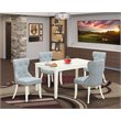 East West Furniture Capri 5-piece Wood Dining Table Set in Linen White
