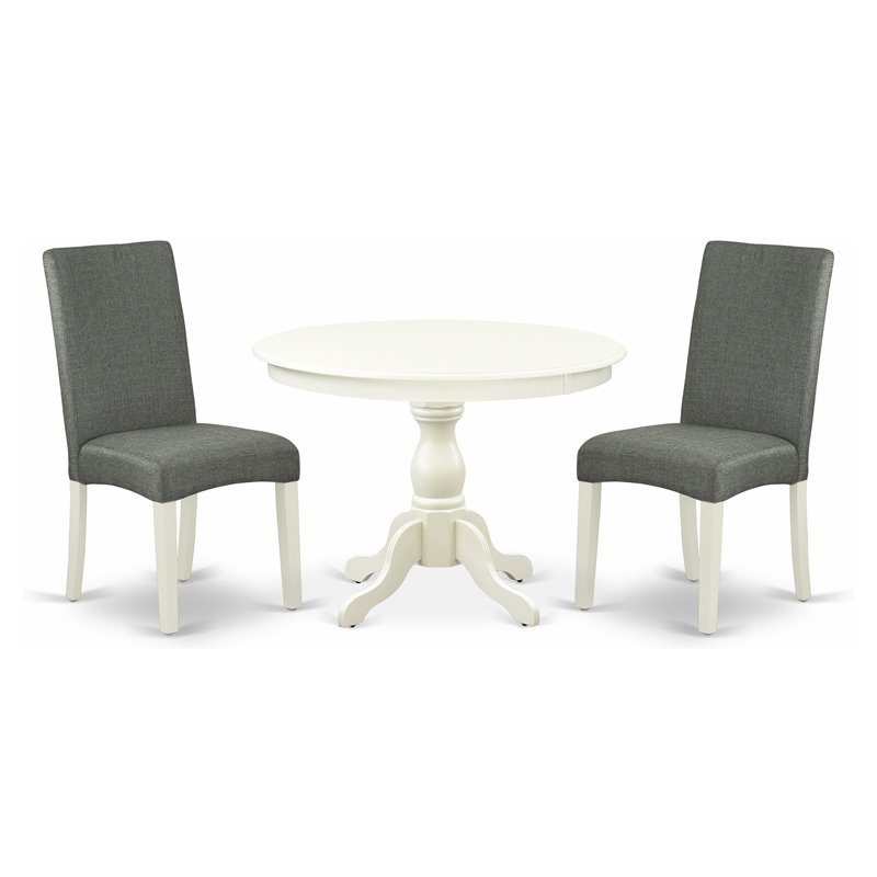 East West Furniture Hartland 3-piece Wood Dining Set in Linen White/Gray