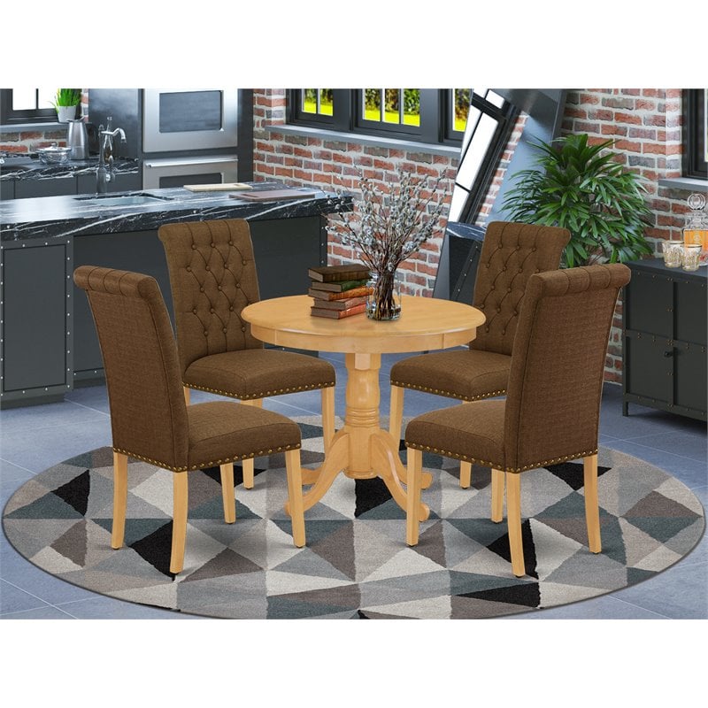 East West Furniture Antique 5-piece Wood Dining Set in Oak/Dark Coffee