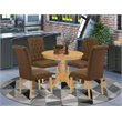 East West Furniture Antique 5-piece Wood Dining Set in Oak/Dark Coffee