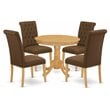 East West Furniture Antique 5-piece Wood Dining Set in Oak/Dark Coffee