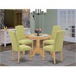 East West Furniture Antique 5-piece Wood Dining Set in Oak/Lime Green