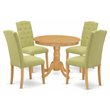 East West Furniture Antique 5-piece Wood Dining Set in Oak/Lime Green