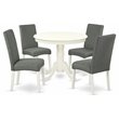 East West Furniture Antique 5-piece Wood Dining Set in Linen White/Gray