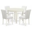 East West Furniture Boston 5-piece Wood Dining Set with Leather Seat in White