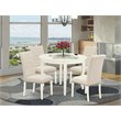 East West Furniture Boston 5-piece Wood Dining Set in Linen White/Light Beige