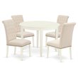 East West Furniture Boston 5-piece Wood Dining Set in Linen White/Light Beige