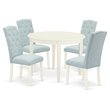 East West Furniture Boston 5-piece Wood Dining Set in Linen White/Baby Blue