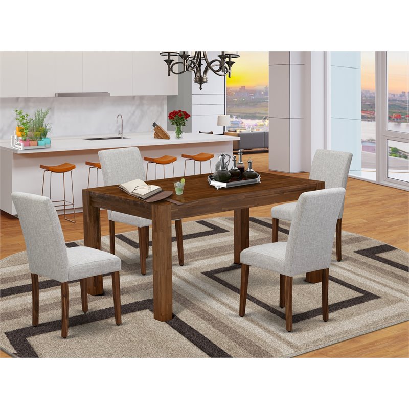 East West Furniture Celina 5-piece Wood Dining Set in Natural/Doeskin