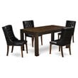 East West Furniture Celina 5-piece Wood Dining Set in Jacobean Brown/Black