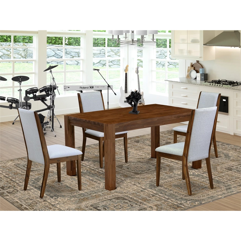 East West Furniture Celina 5-piece Wood Dining Set in Natural