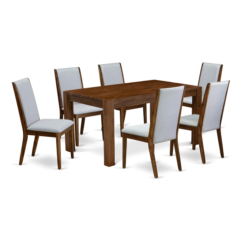 East West Furniture Celina 7-piece Wood Dining Set in Natural