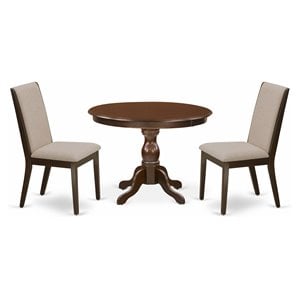 East West Furniture Hartland 3-piece Wood Dining Set in Mahogany/Light Tan