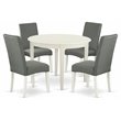 East West Furniture Boston 5-piece Wood Dining Set in Linen White/Gray