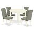 East West Furniture Boston 5-piece Wood Dining Set in Linen White/Smoke