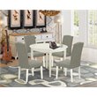 East West Furniture Boston 5-piece Wood Dining Set in Linen White/Dark Shitake