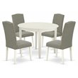 East West Furniture Boston 5-piece Wood Dining Set in Linen White/Dark Shitake