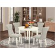 East West Furniture Boston 5-piece Wood Dining Set in Linen White/Doeskin