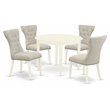 East West Furniture Boston 5-piece Wood Dining Set in Linen White/Doeskin