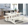 East West Furniture V-Style 3-piece Wood Dining Table Set in Linen White